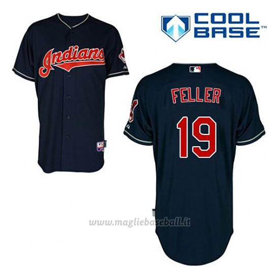 Maglia Baseball Uomo Cleveland Indians Bob Feller 19 Blu Alterner Cool Base